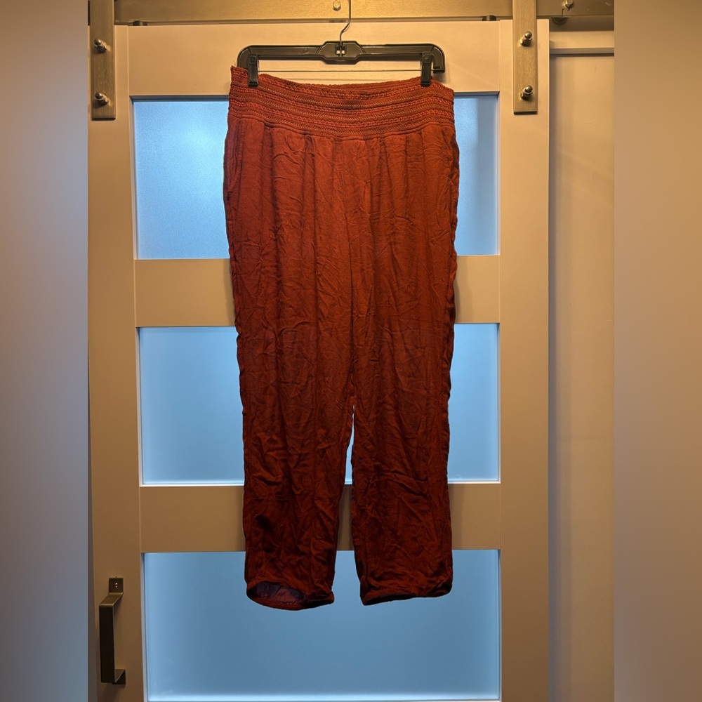 ETT:TWA Anthropologie Deep Rust Orange Genie Pants Smocked Waist EUC Size Medium